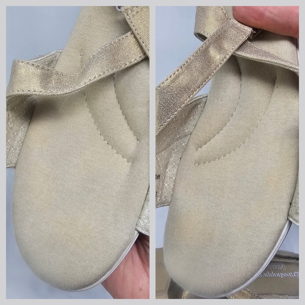 Grasshoppers Womens Cherry Flat Ortholite Comfort Sandal Metallic Stone Sz 9.5W - Picture 9 of 11